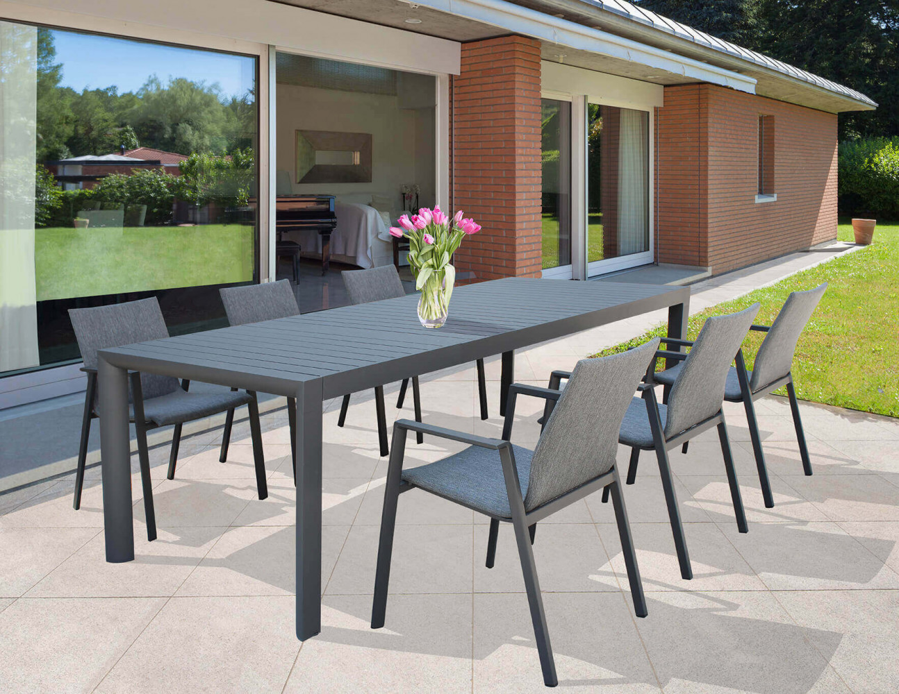 TAVOLO MALTA160/240 X 100 tavolo malta tortora taupe antracite, tavolo da esterno allungabile , tavolo da giardino allungabile, tavoli da esterno, tavoli da giardino, arredo giardino Bergamo, giardinaggio Bergamo, Rota Commerciale