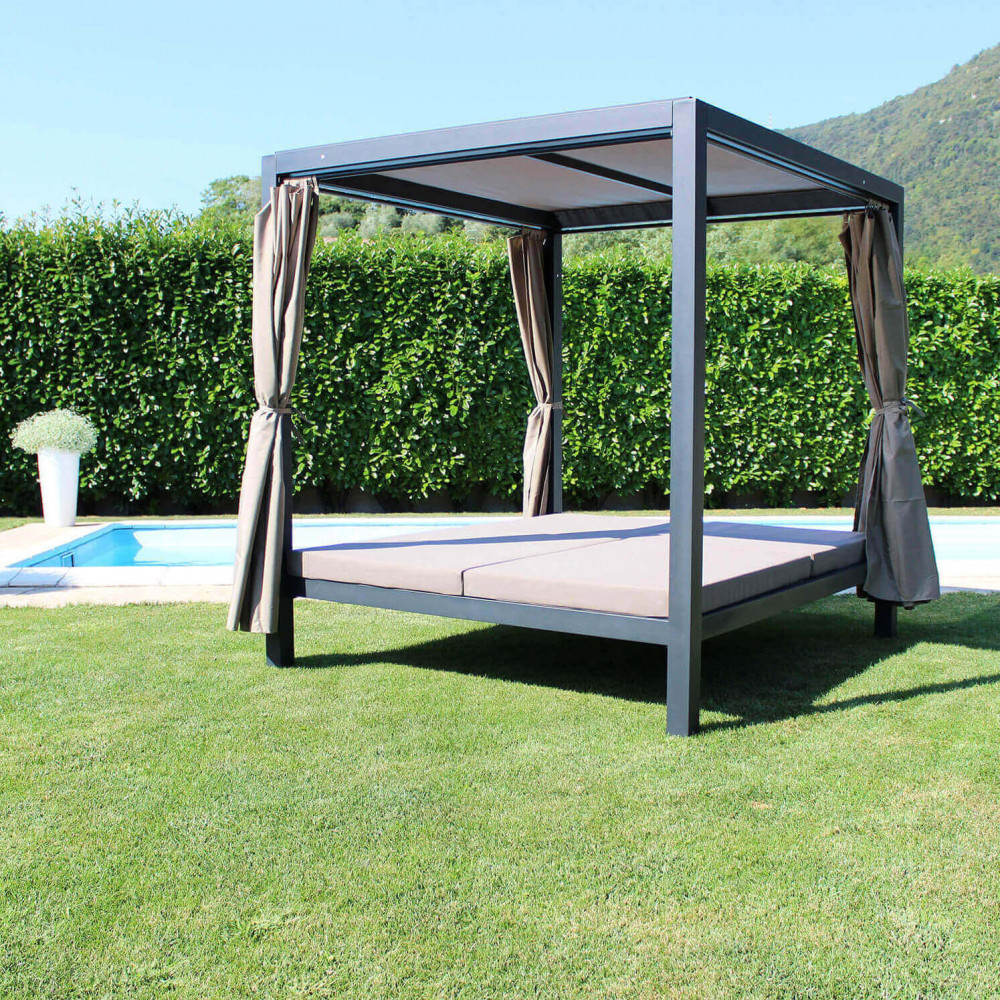 GAZEBO LETTO ZANZIBAR gazebo con letto zanzibar, gazeboletto, gazebo con letto da esterno, gazebo con letto da giardino, gazebo con letto matrimoniale, gazebo letto antracite, arredo giardionaggio Bergamo, Giardinaggio Bergamo, arredo giardino, giardinaggio, Rota Commerciale