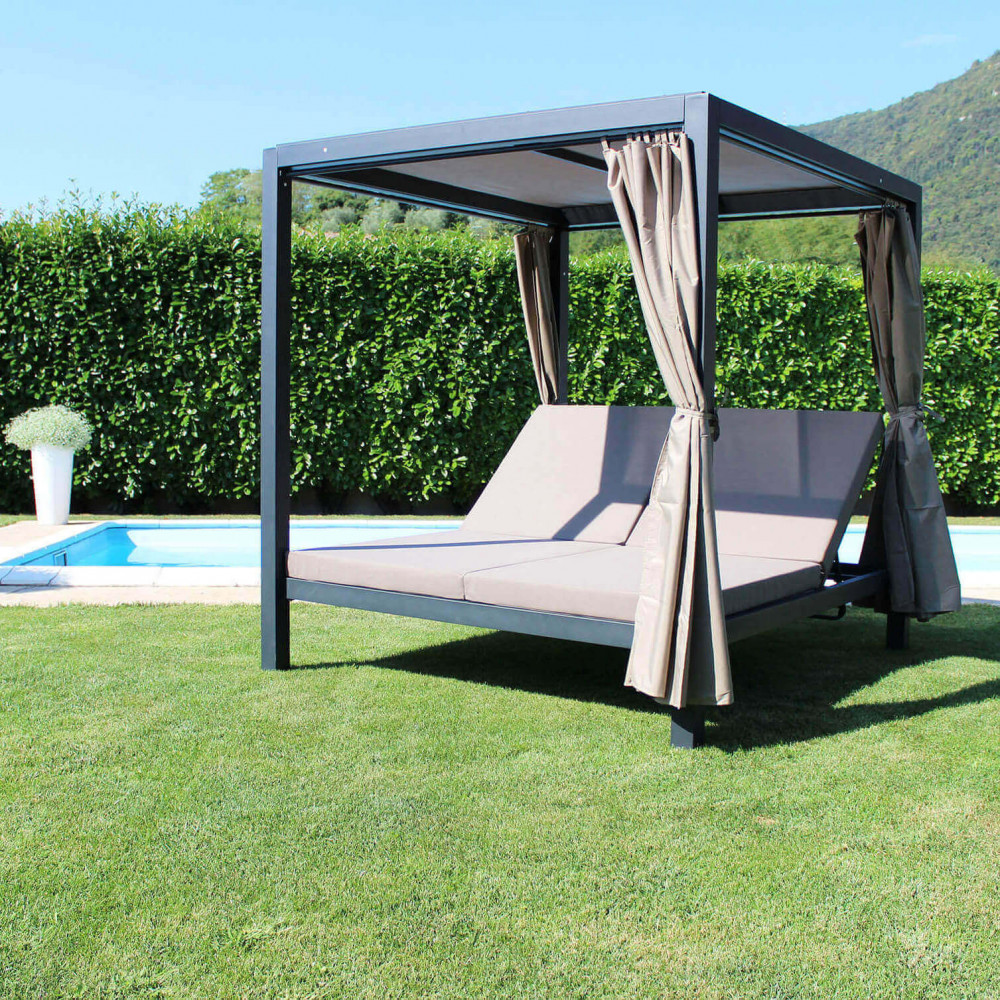 GAZEBO LETTO ZANZIBAR gazebo con letto zanzibar, gazeboletto, gazebo con letto da esterno, gazebo con letto da giardino, gazebo con letto matrimoniale, gazebo letto antracite, arredo giardionaggio Bergamo, Giardinaggio Bergamo, arredo giardino, giardinaggio, Rota Commerciale