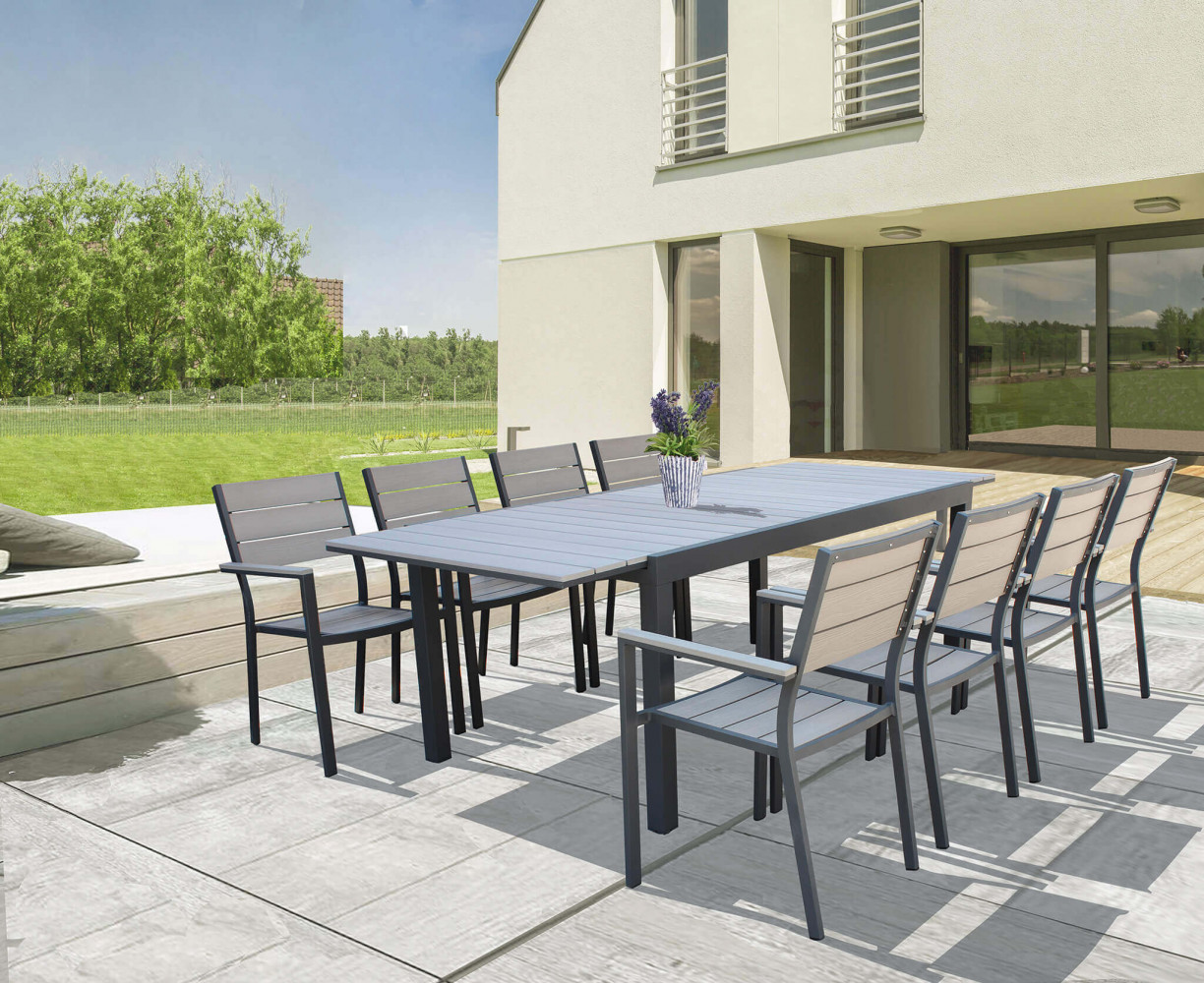 TAVOLO ATLANTA 180/240 X 100 tavolo allungabile per esterno, tavolo da giardino, tavolo da esterno, tavolo effetto legno, arredo giardino Bergamo, giardinaggio Bergamo, Rota Commerciale Bergamo